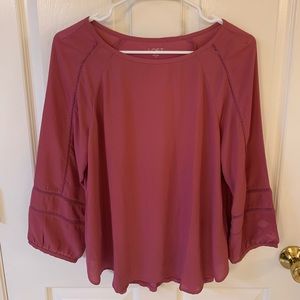 Loft long sleeve top with cute detail, dark pink S